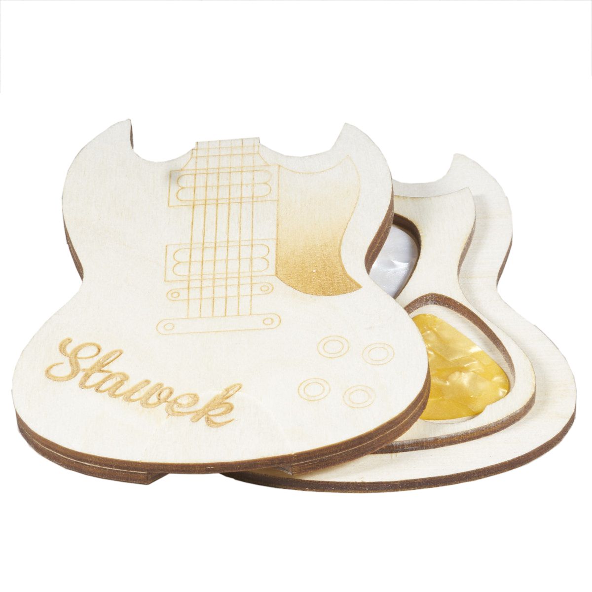 gitara 01 z 2 Efektowny pojemnik do 3 kostek gitarowych