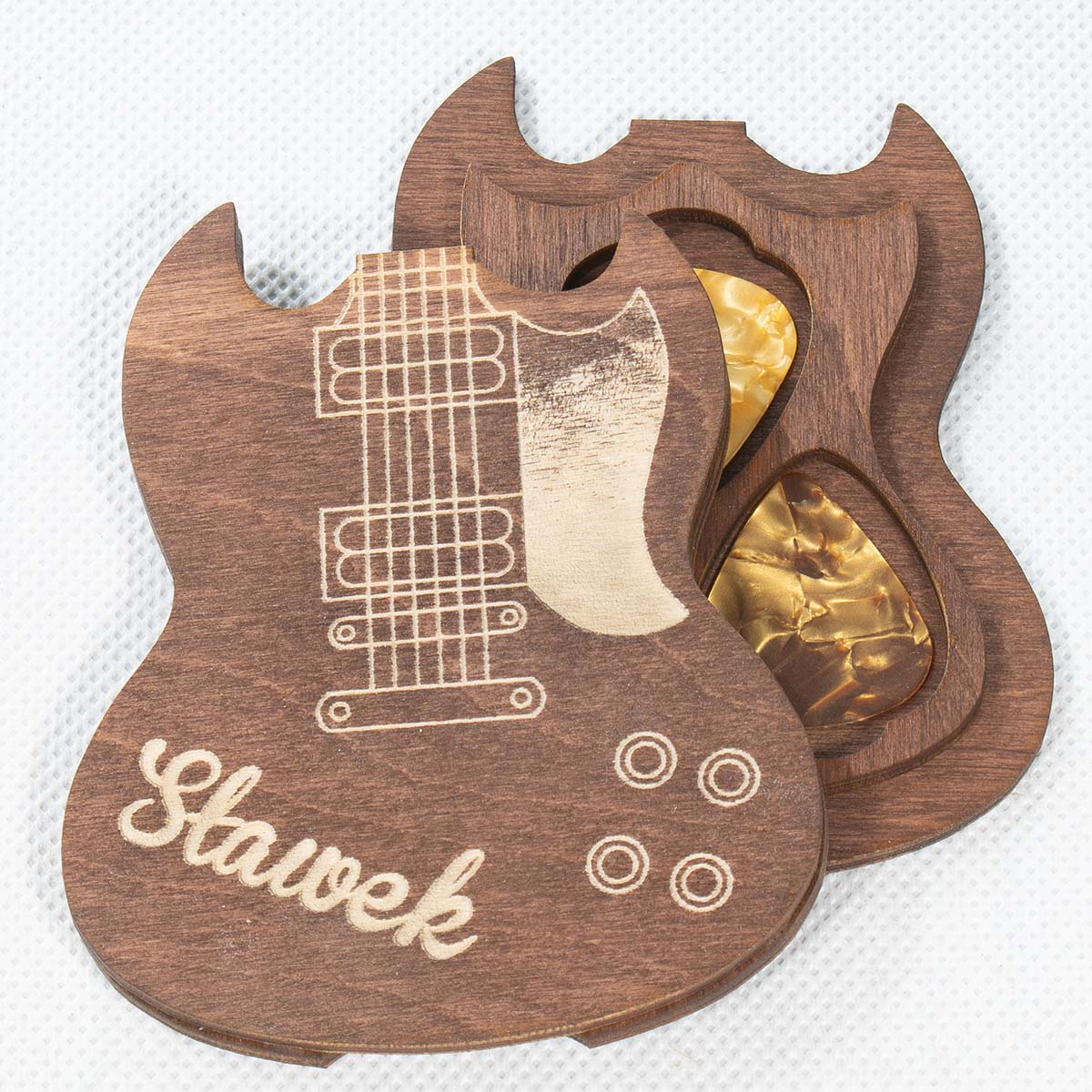 gitara 01zcb 3 Efektowny pojemnik do 3 kostek gitarowych