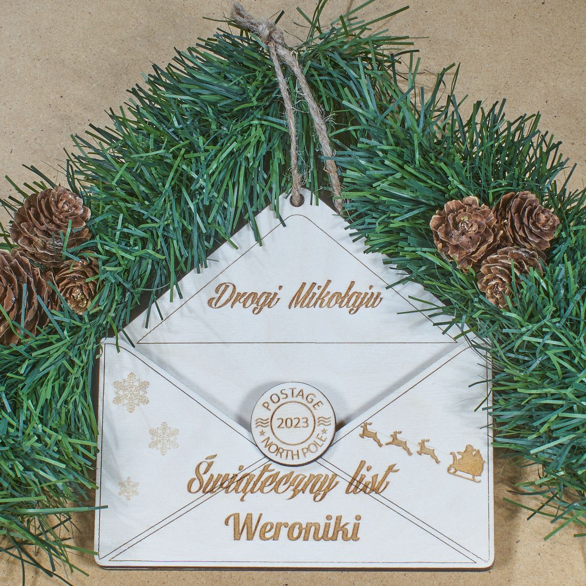 koperta list sm 4 Drewniana koperta na list do Mikołaja
