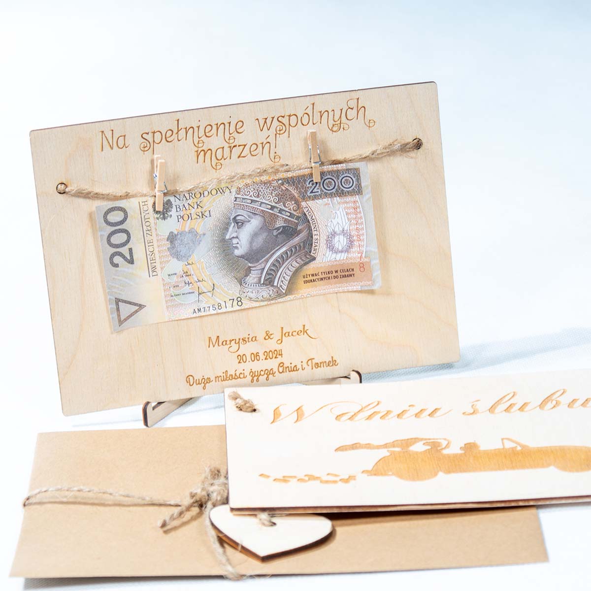 kartka slub 01 2 Duża drewniana kartka pocztowa z życzeniami