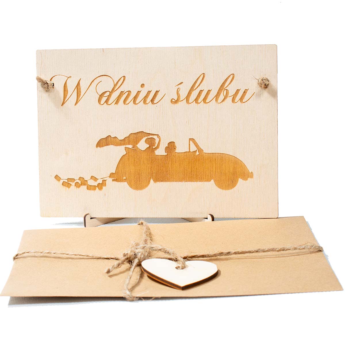 kartka slub 01 5 Duża drewniana kartka pocztowa z życzeniami