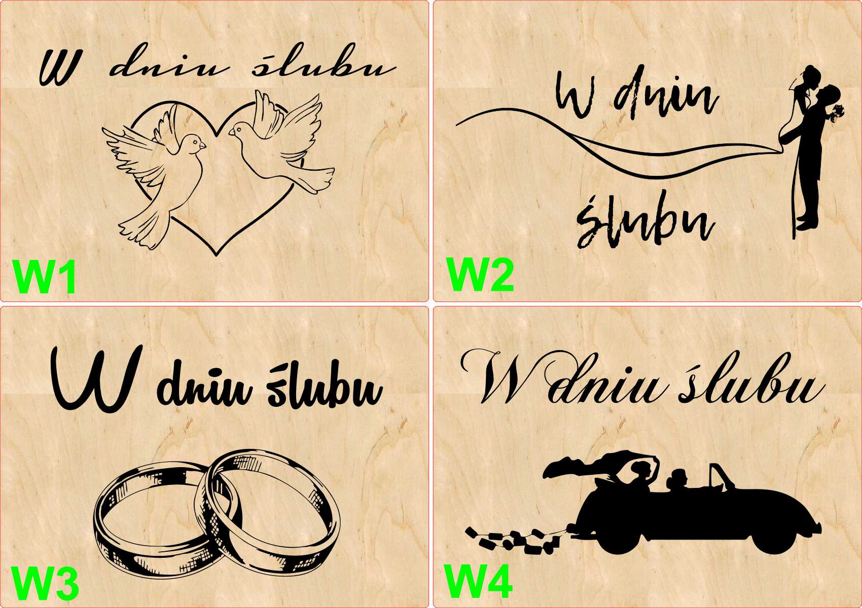 kartka slub 01 6 Duża drewniana kartka pocztowa z życzeniami