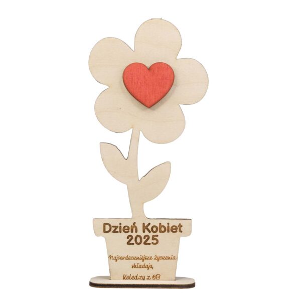 Drewniany kwiatek prezent na dzień kobiet