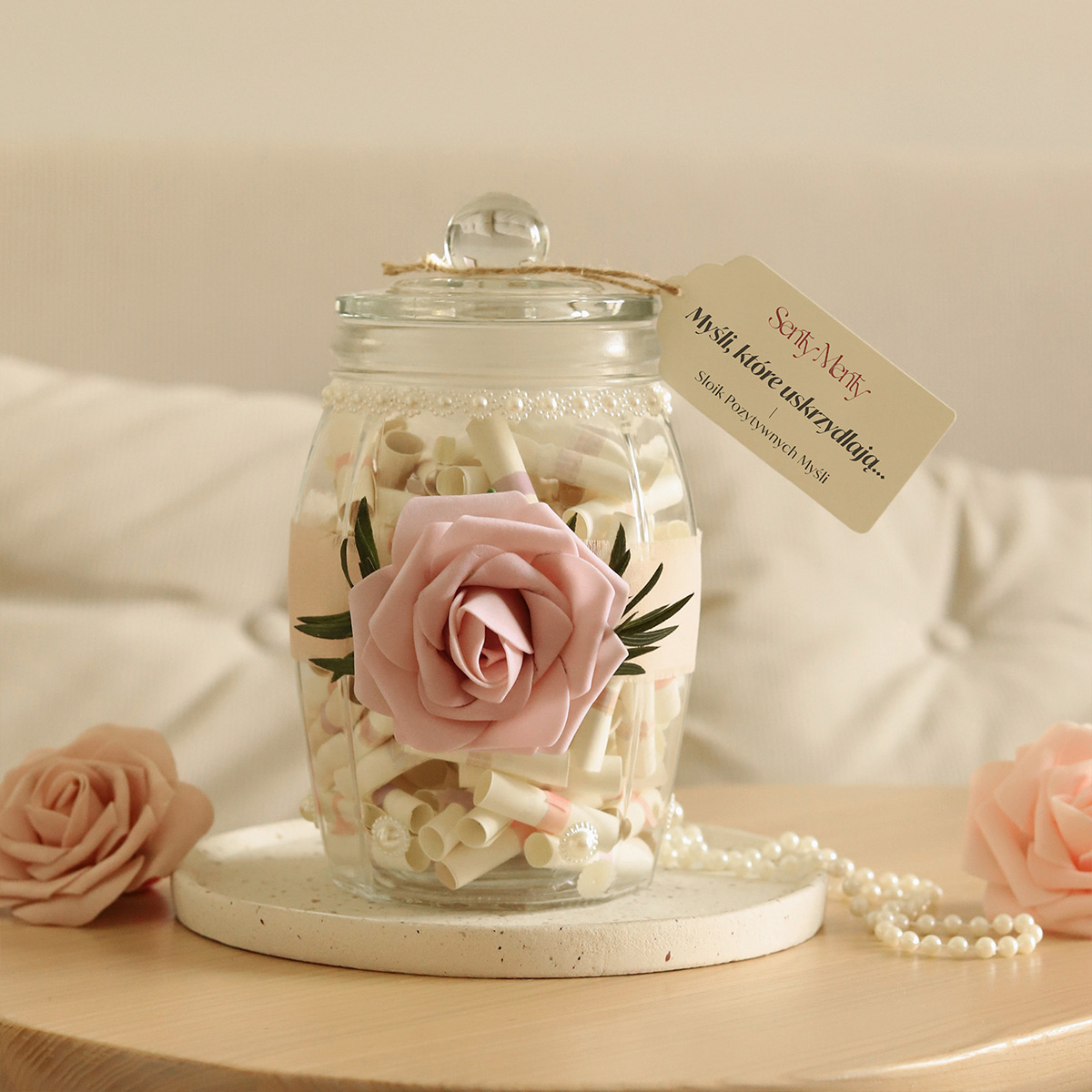 02 sloik pozytywnych mysli 4 Słoik Pozytywnych Myśli Rosa – Codzienna Dawka Szczęścia | Rękodzieło