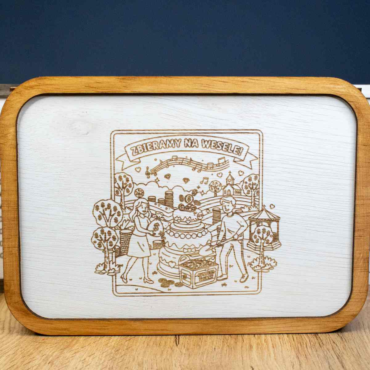 skarbonka 14 5 Skarbonka wykreślanka drewniana