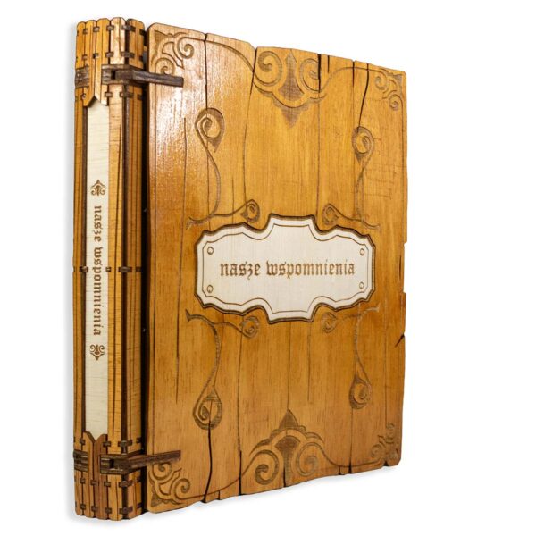 Drewniany album na zdjęcia, księga gości, organizer